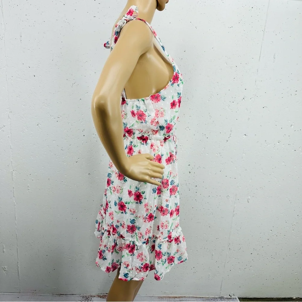 Altar'd State Size Medium White Red Floral Tie Shoulder Dress New